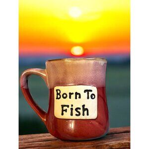 Born‎ To Fish Ceramic Coffee Mug 12oz Microwave & Dish Safe Red/Orange Gradient